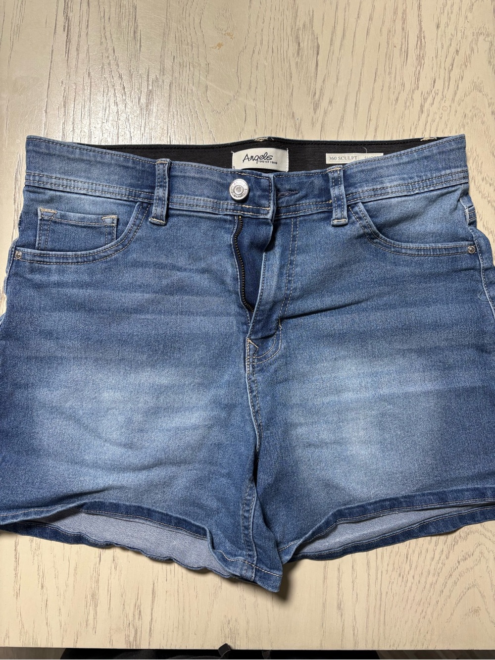 Angels Light Blue Denim Jean Shorts
